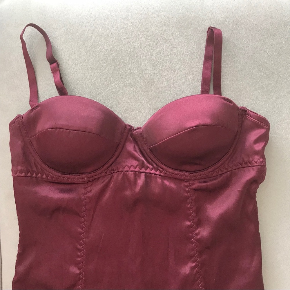 Very Sexy Maroon Satin Bustier w/ Garter !